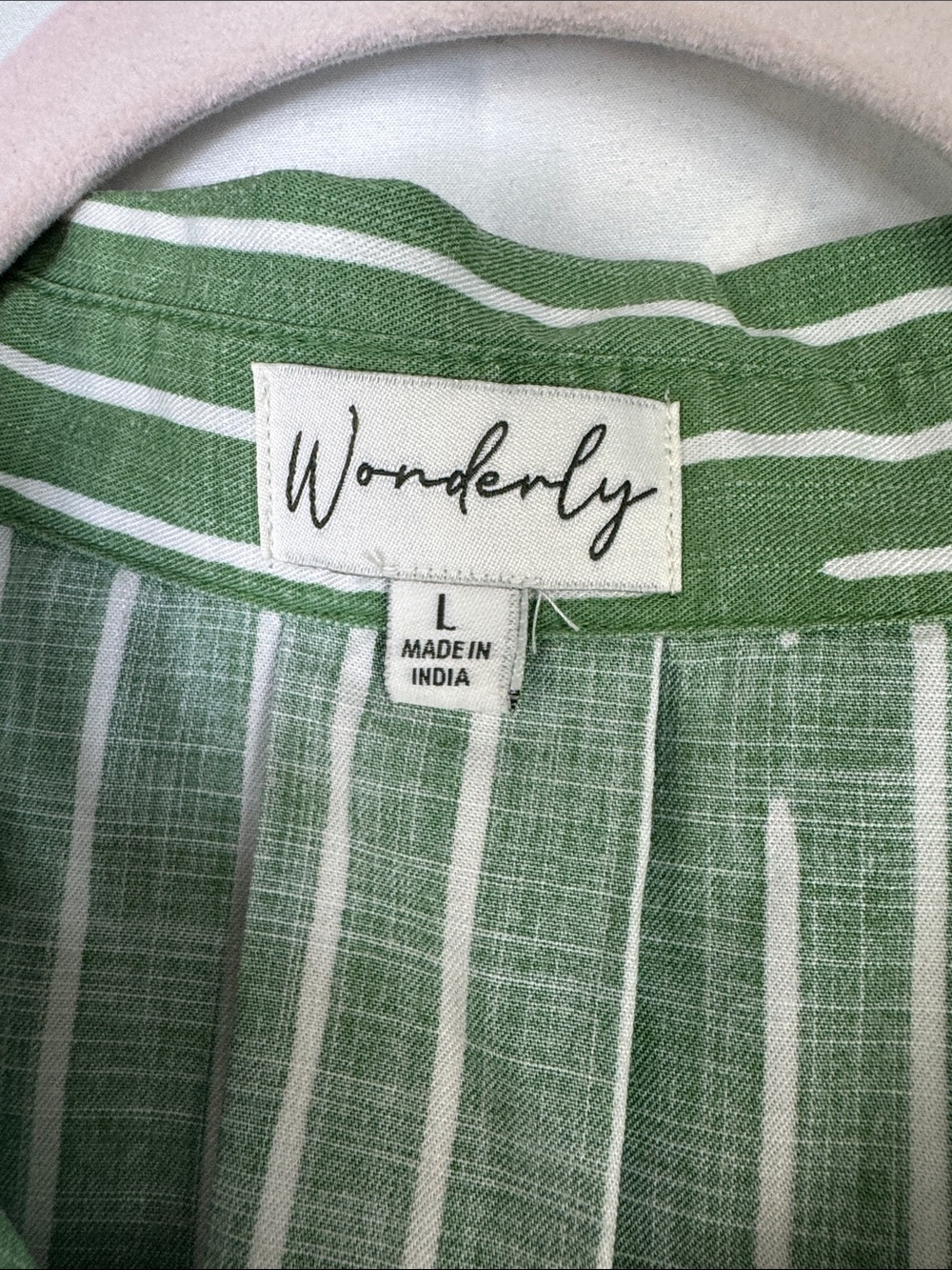 Wonderly Green Vertical-Strip Midi Shirt Dress - Picture 2 of 5